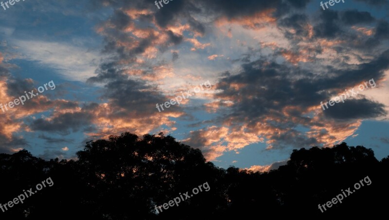 Dusk Sun Clouds Horizon Sundown