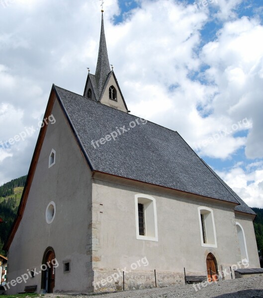 Church Puddle Of Fassa Italy Trentino Campanile