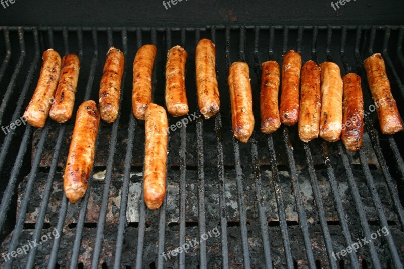 Sausages Barbeque Meat Food Barbecue