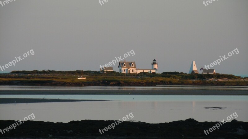 Lighthouse Ocean Maine Sunset Summer