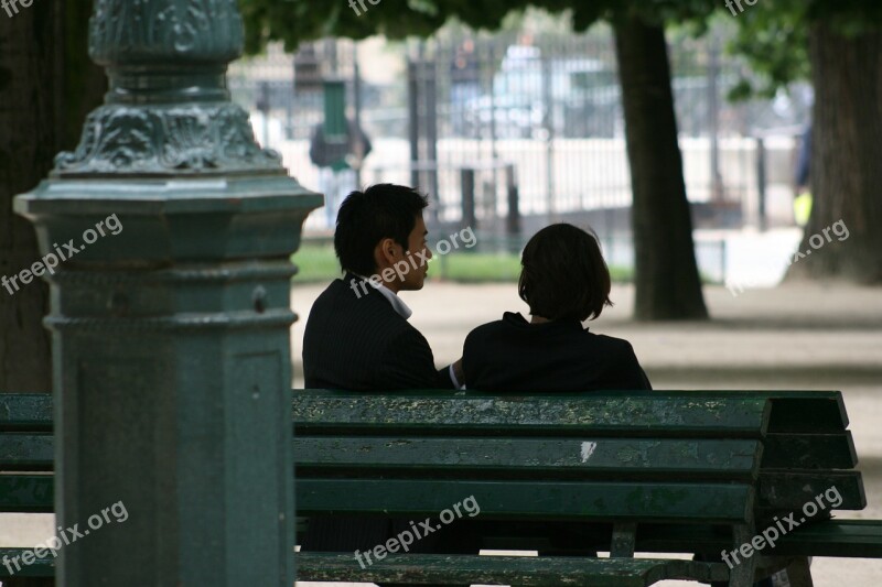 Couple Bench Paris Free Photos