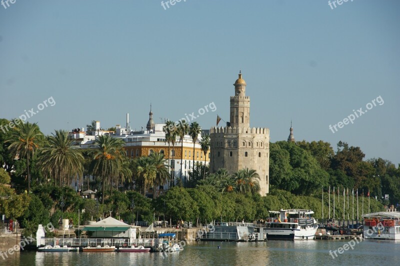 Torre Oro Seville Andalusia Spain Free Photos