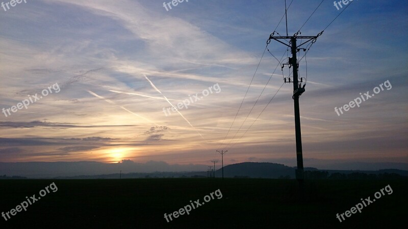 Village Landscape Fields Evening Sunset