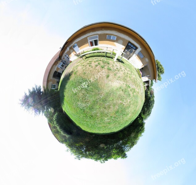 Fisheye Courtyard Planet House Village