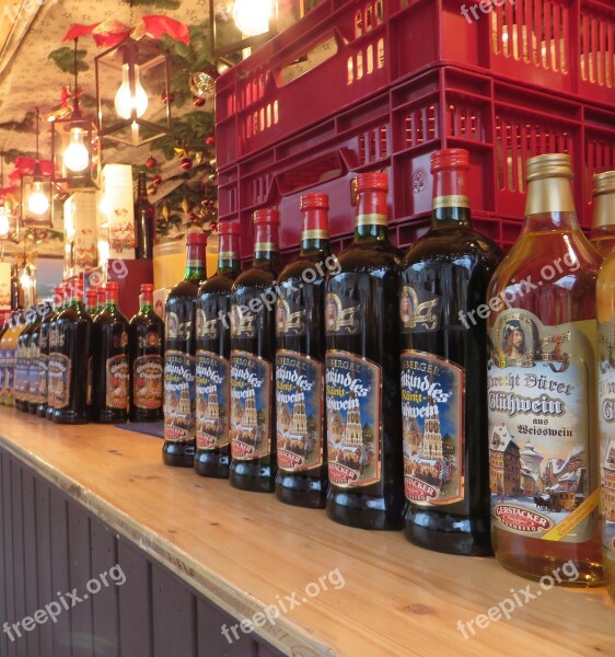 Mulled Claret Christmas Market Bottles Nuremberg Free Photos