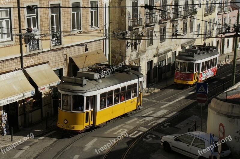 Tram Lisbon Historic Center Portugal Traffic