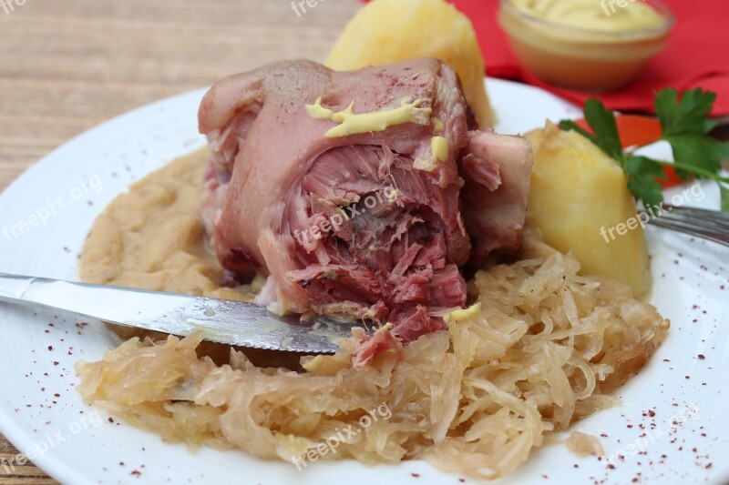 Germany Food Tableware Fleisch Sauerkraut