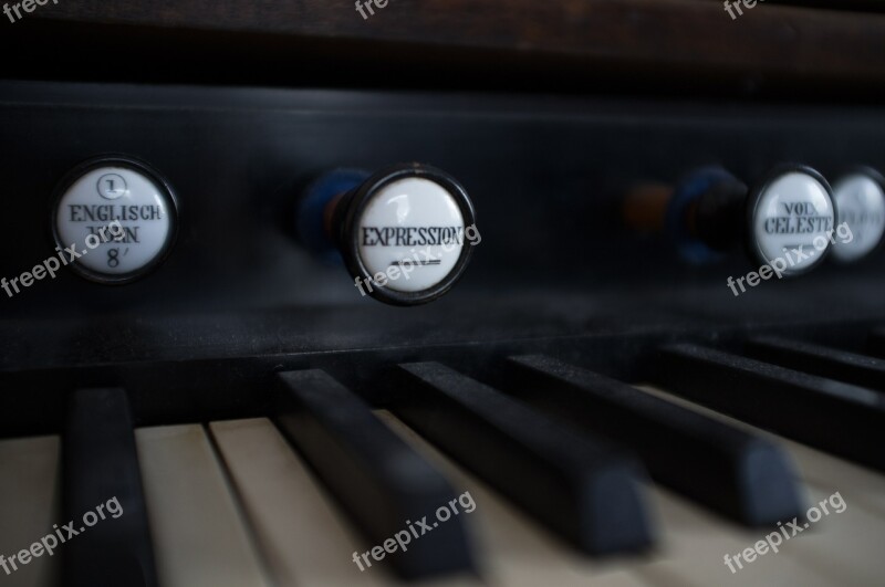 Harmonium Organ Register Keys Manual