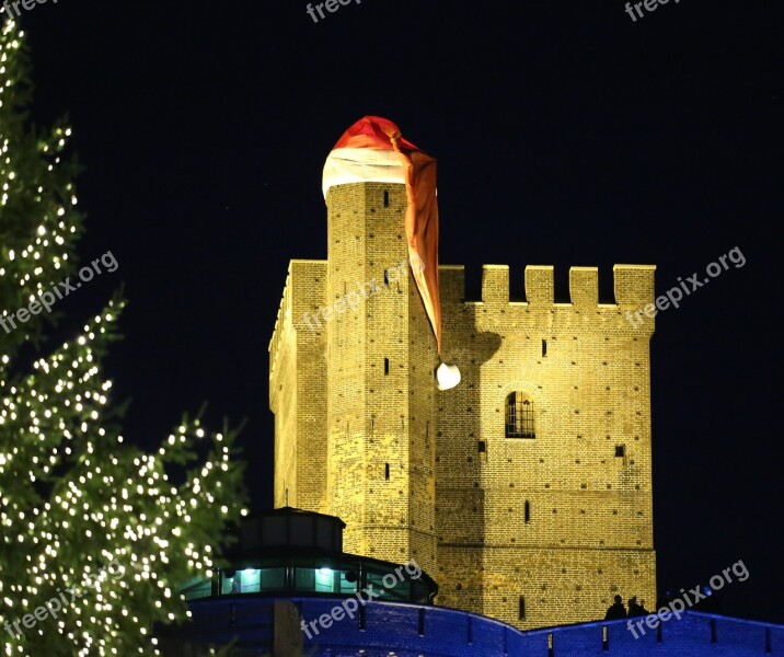 Core Terrace Stairs Helsingborg Lit Santa Hat