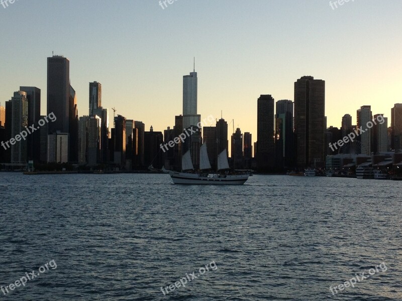 Chicago Skyline Water City Architecture