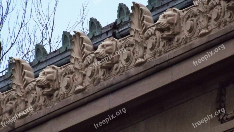 Lion Heads Gargoyles Water Spouts Roof Sculpture