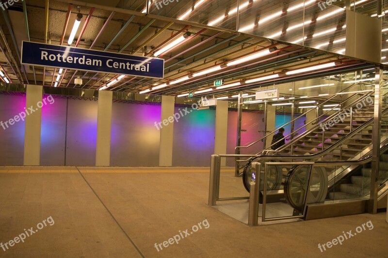 Rotterdam Lines Colors Lights Stairs