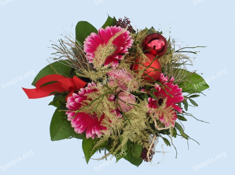 Bouquet Of Flowers Red Green Floral Advent