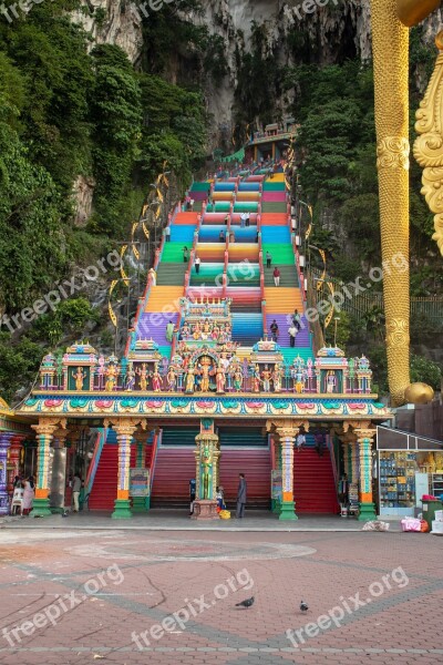 Batu Caves Steps Color Malaysia Hindu