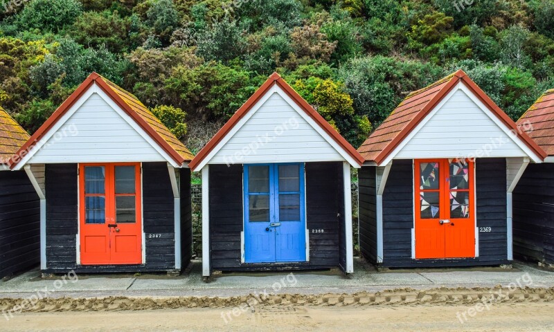 Beach Huts Colorful Travel Tourism