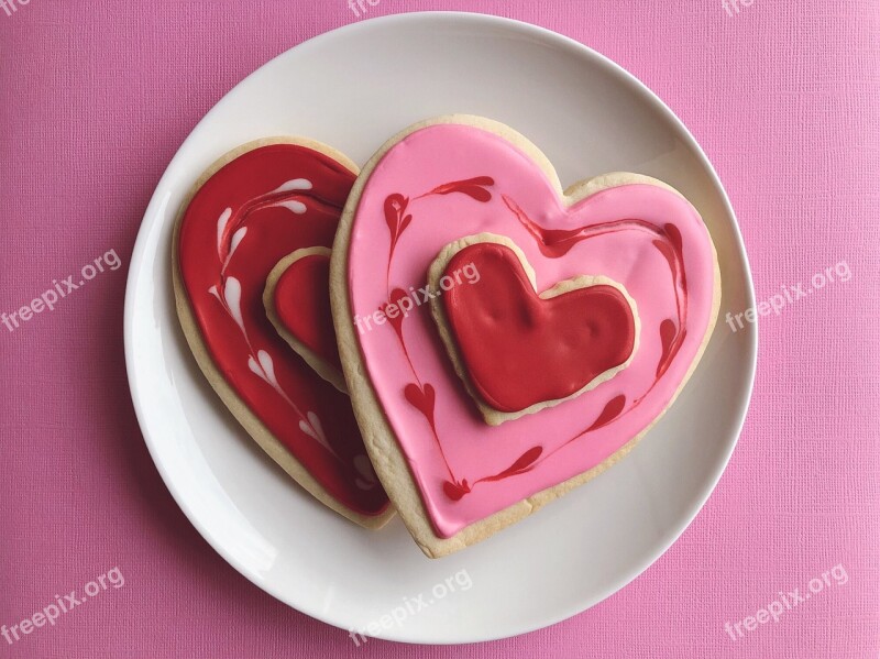 Love Hearts Cookies Valentine Romantic