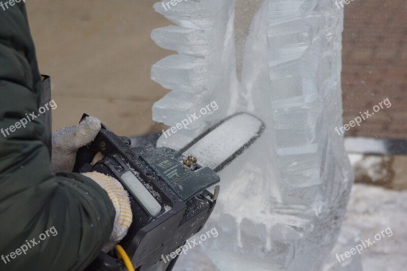 Ice Sculpting Carving Sawing Wings Free Photos