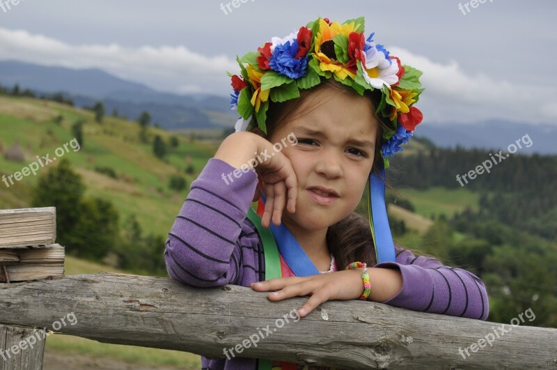 Ukraine The Carpathians Wreath Girl Summer