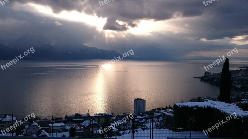 Montreux Winter Lake Geneva Reflections