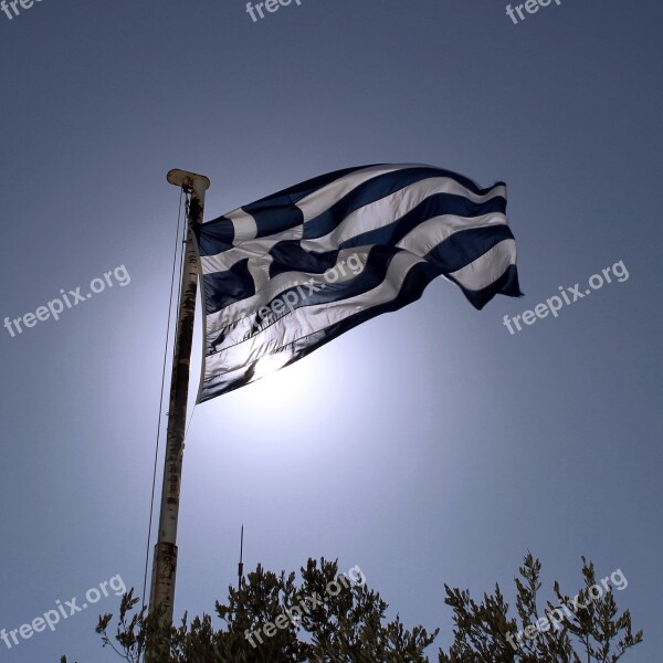 Flag Greece Athens Greek Free Photos