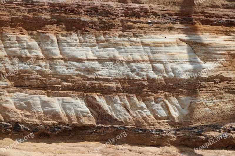 Sandstone Rock Layers Lines Orange