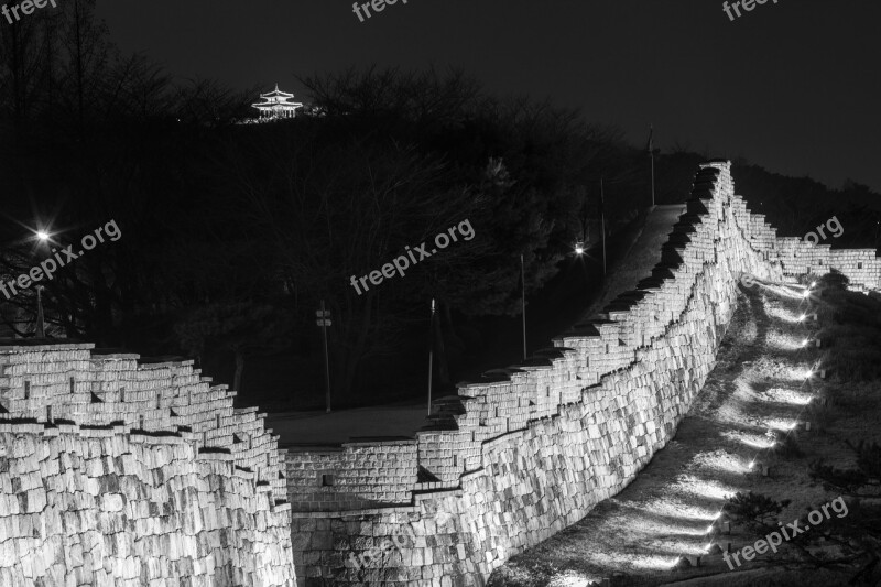 Suwon Hwaseong Castle Night View The Night Sky Unesco