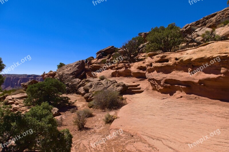 Steps Along Grand View Trail Desert Rock Stairs Canyonlands