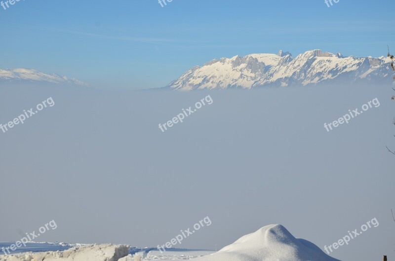 Winter Snow Sea Of Fog Cold Mountains