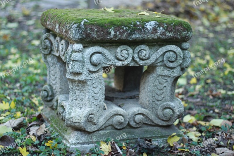 Antique Stone Chair Green Park Nature