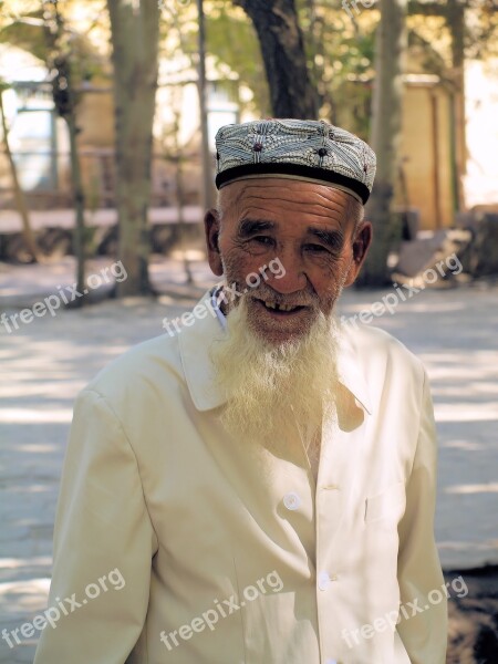 Old Man Face Beard Portrait Muslim