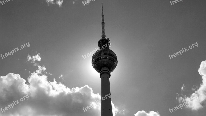 Black White Tv Tower Capital Berlin Germany