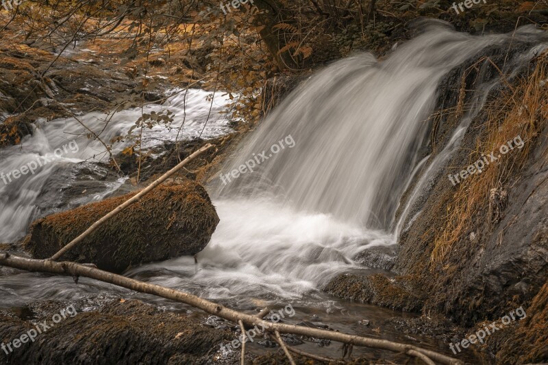 Waterfall Stream Flowing River Streams