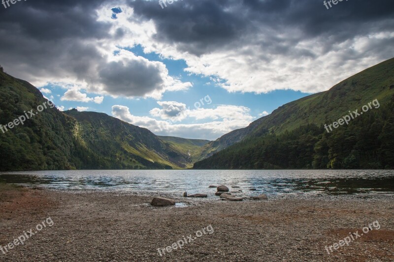 Ireland Glendalough Upper Lake Landscape Nature