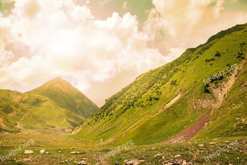 Mountains Sky Landscape Clouds Nature