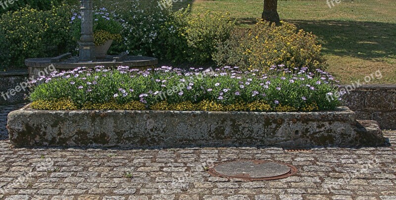 Stone Trough Fountain Flower Bed Livestock Watering Old