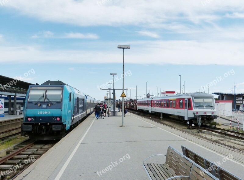 Railway Railway Station Locomotive Westerland Sylt