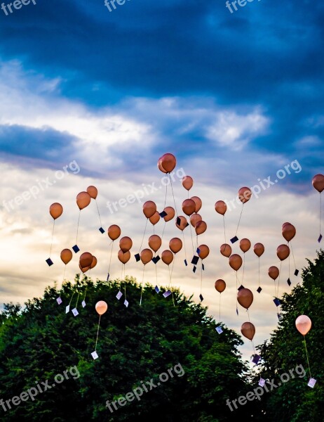 Birthday Party Letting Go Balloons Fly Leave Blank