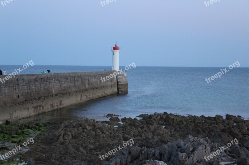 Lighthouse Brittany Landscape Side France