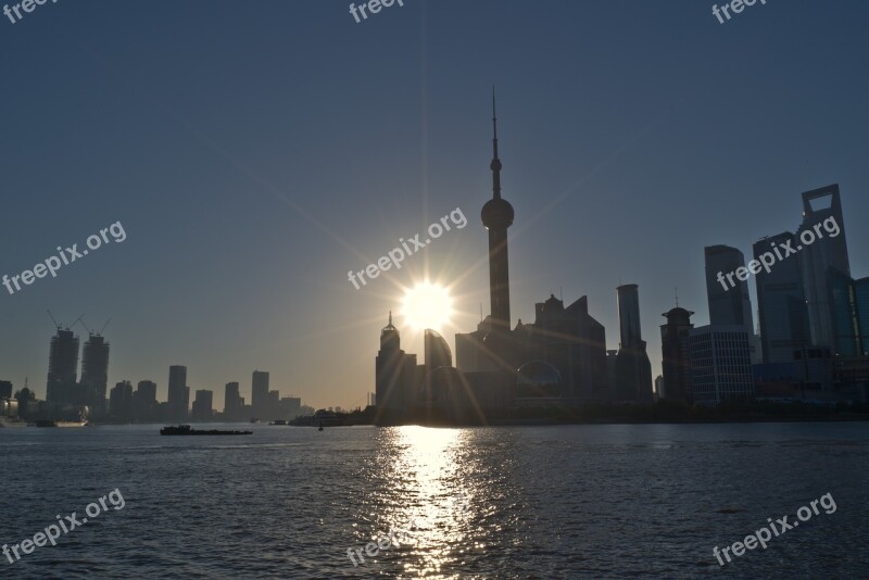 Shanghai Tv Tower Sunrise Oriental Pearl China