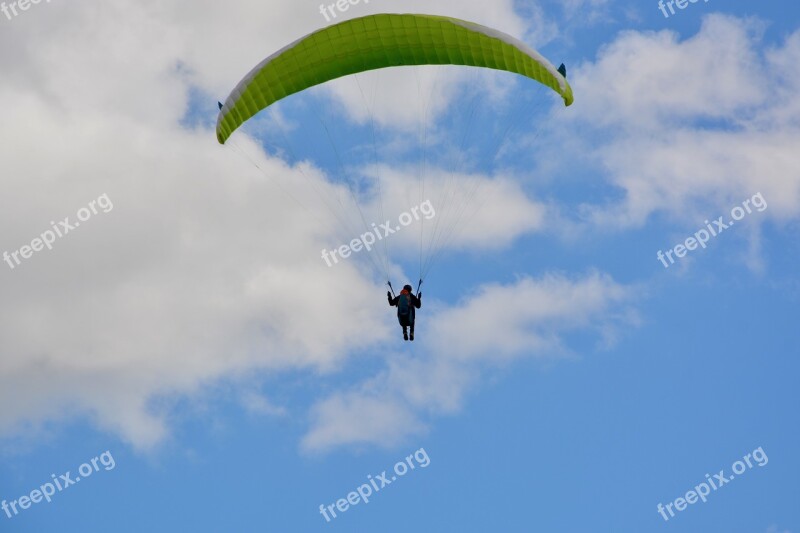 Paragliding Paraglider Veil Yellow Green Hobbies Adventure