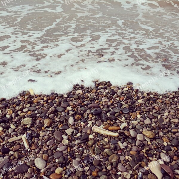 Beach Wave Pebble Coast Rock