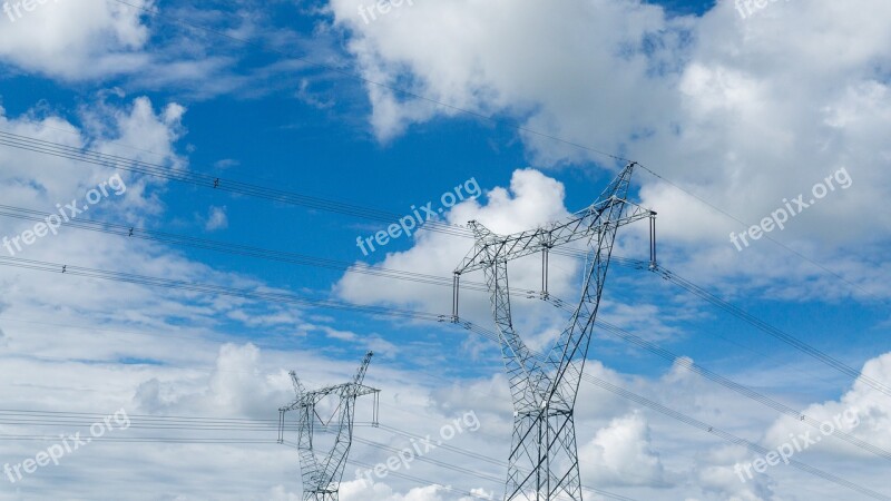 Electric Tower Wire Blue Sky White Cloud Free Photos