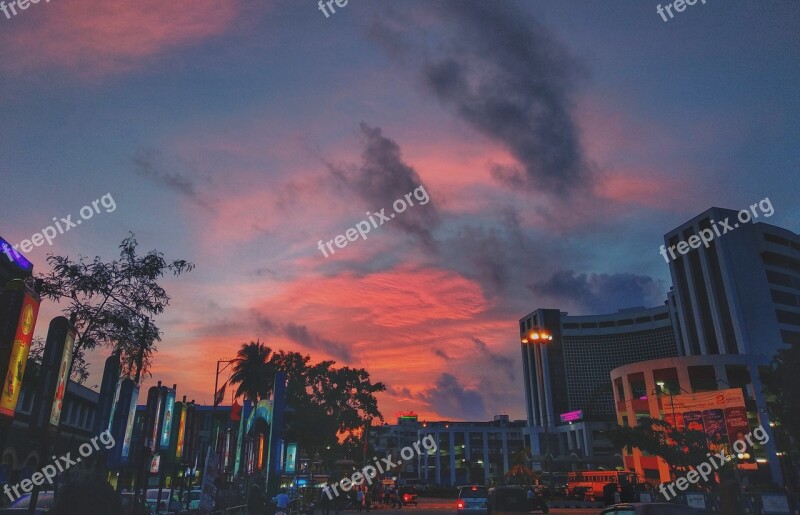 Street Building Evening City Evening City