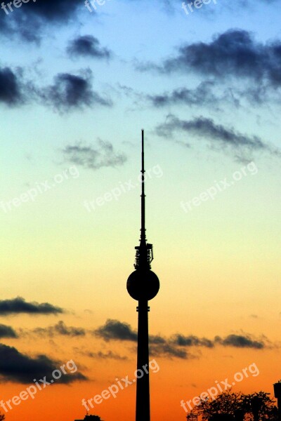 Berlin Tv Tower Sunset Germany Landmark