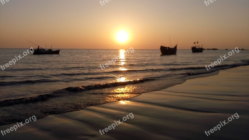 Sunset Beach Sea Sunset Sky Nature