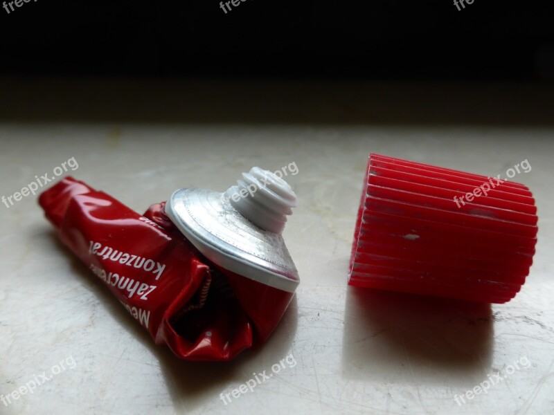 Tube Toothpaste Aluminium Red Empty