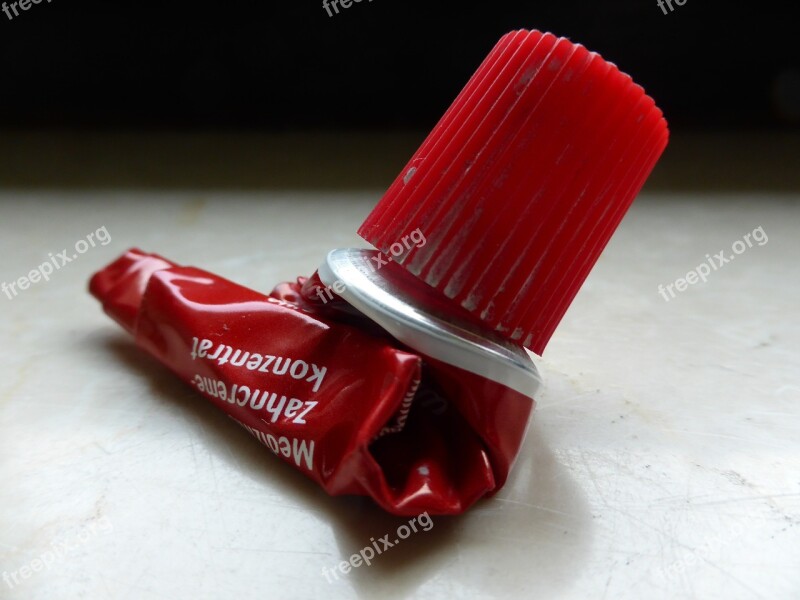 Tube Toothpaste Aluminium Red Empty