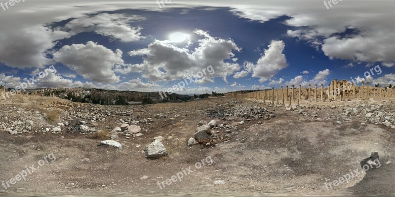 Fisheye Jerash Roman Jordan Ancient