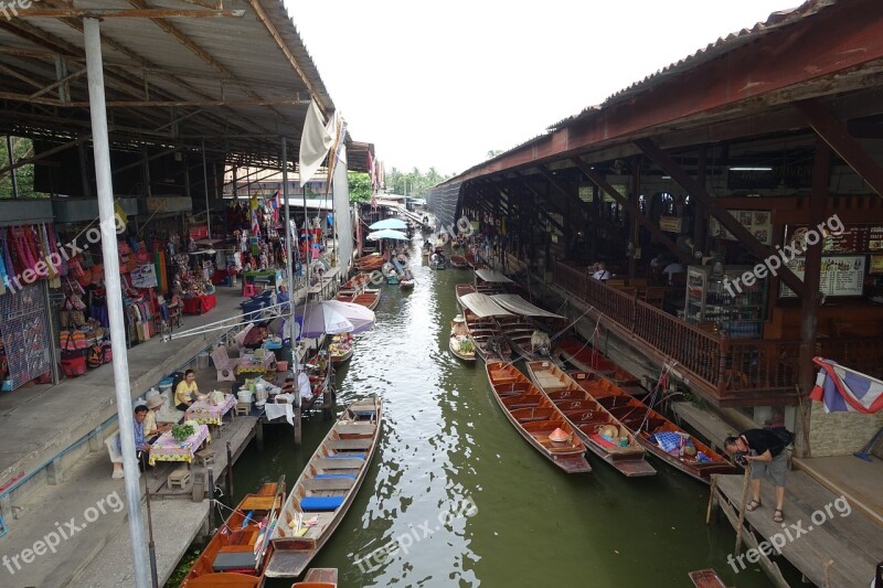 Thailand Floating Market Travel Market Free Photos