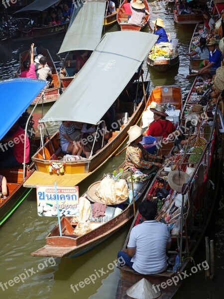 Damnoen Saduak Floating Market Thailand Traditional Bangkok Water